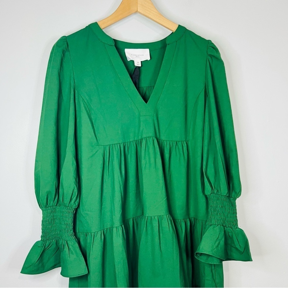 NEW Tuckernuck Pomander Place Kenzo Hunter Green Crepe Dress Long Sleeve xsmall - Picture 3 of 8